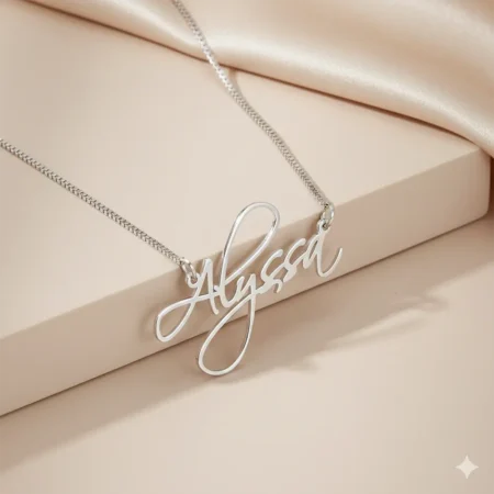 שרשרת שם Script – כסף 925