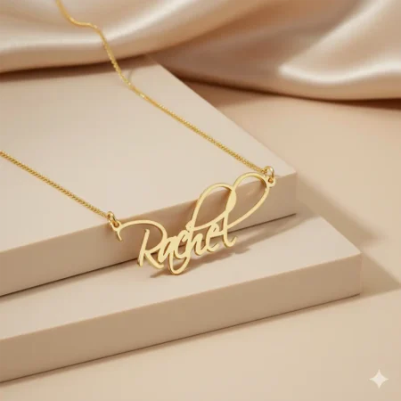 שרשרת שם Script – ציפוי זהב 24K