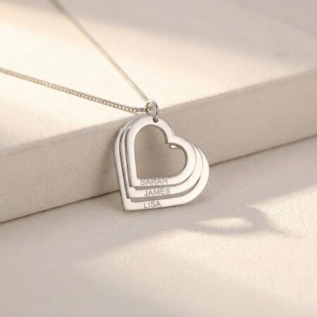 שרשרת לבבות עם שמות לאמא • כסף 925