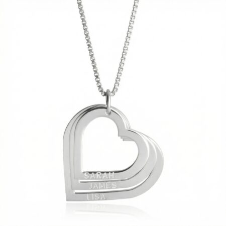 שרשרת לבבות עם שמות לאמא • כסף 925