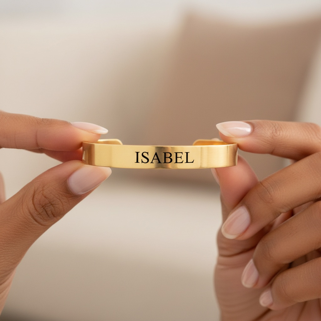 צמיד בנגל עם חריטת שם • כסף 925