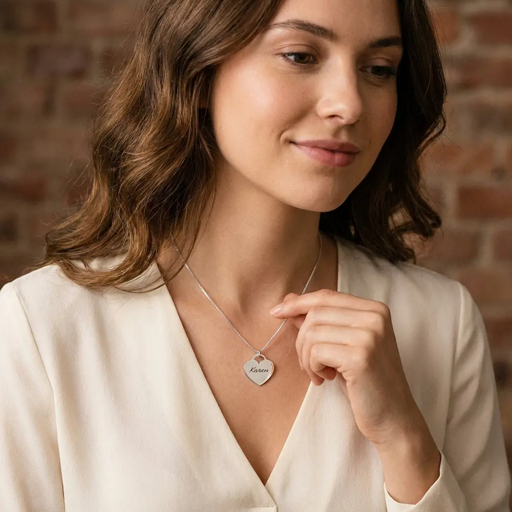 שרשרת לב עם חריטת שם