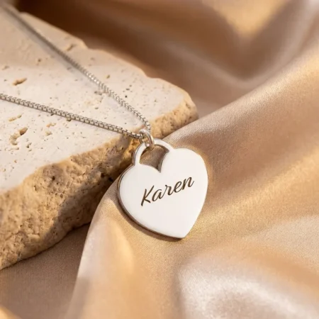 שרשרת לב עם חריטת שם