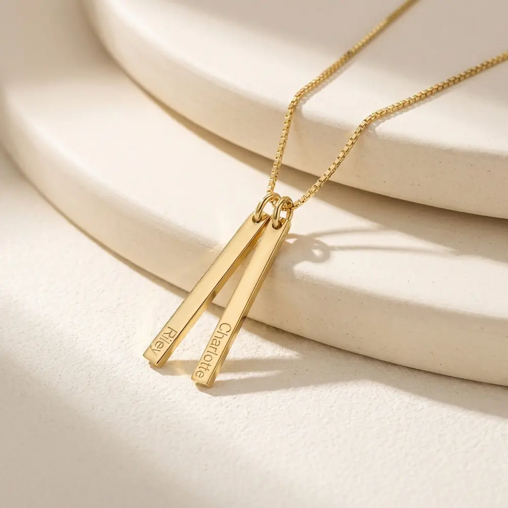 שרשרת בר דק מאונך עם חריטה