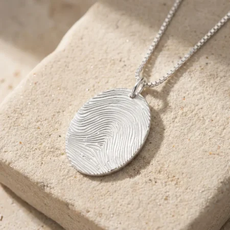 שרשרת תליון אובלי טביעת אצבע