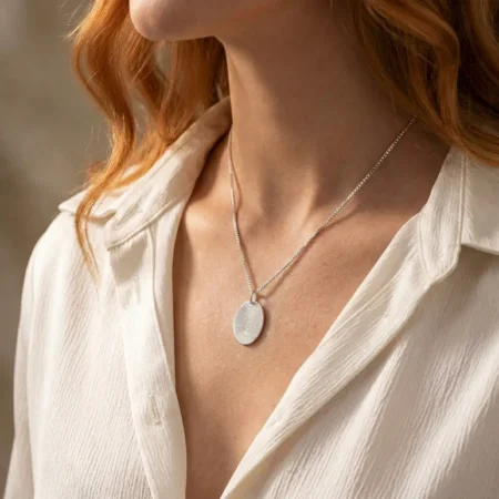 שרשרת תליון אובלי טביעת אצבע