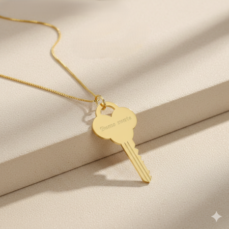 שרשרת מפתח חריטת שם • ציפוי זהב 24K