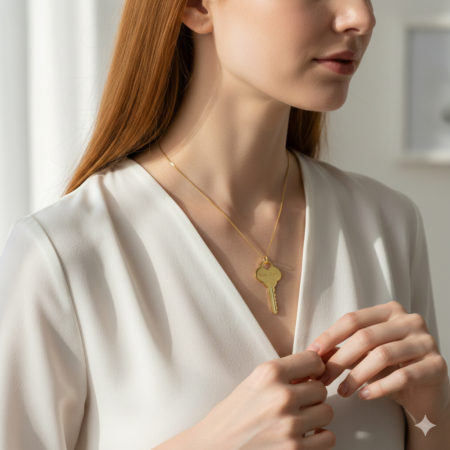 שרשרת מפתח חריטת שם • ציפוי זהב 24K