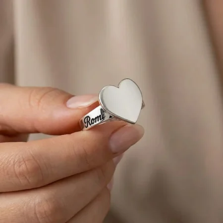 טבעת לב עם 2 שמות