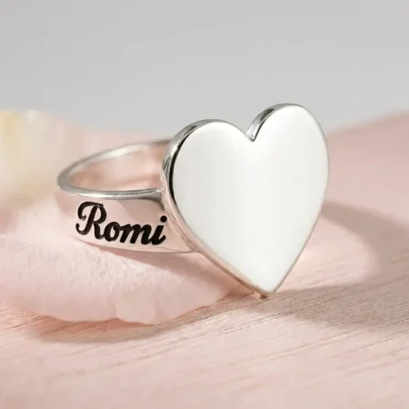 טבעת לב עם 2 שמות