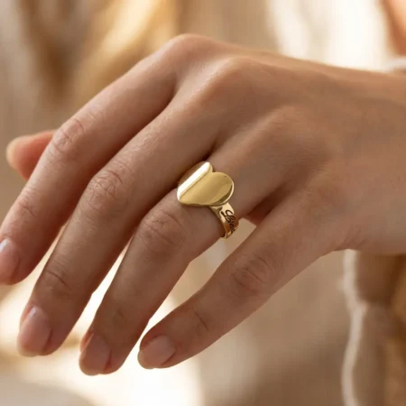 טבעת לב עם 2 שמות • ציפוי זהב 24K