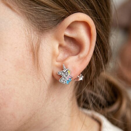 עגילי חד קרן משובצים