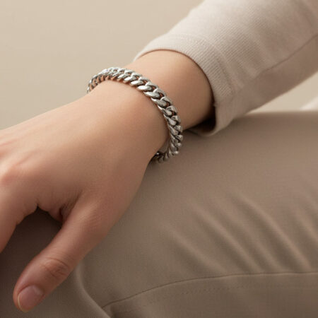 צמיד גורמט כסוף לגבר