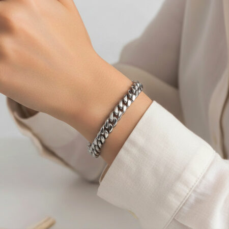 צמיד גורמט כסוף לגבר