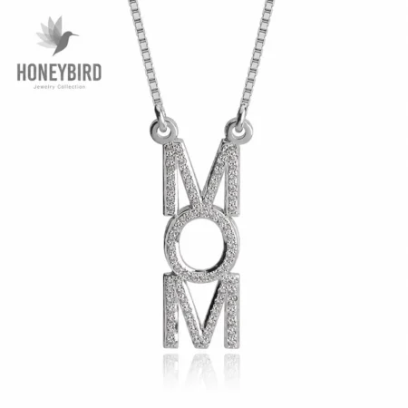 שרשרת MOM משובצת זירקונים • כסף 925