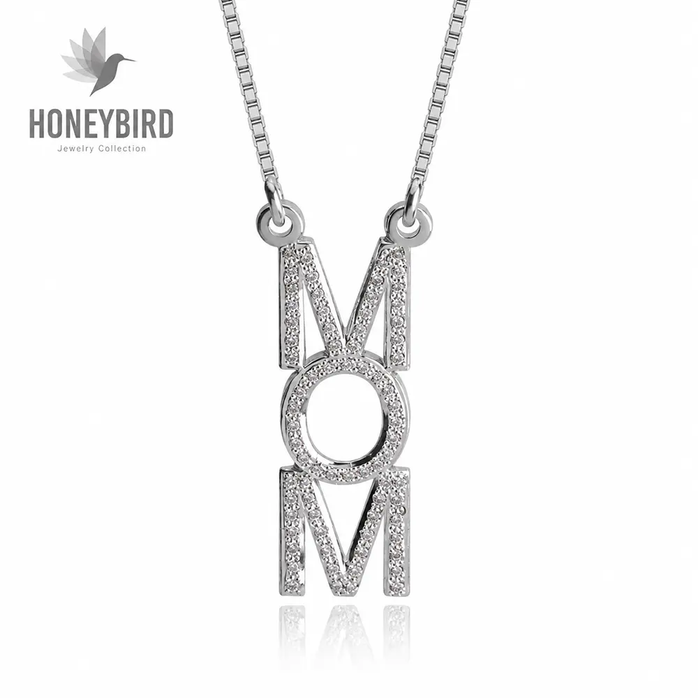 שרשרת MOM משובצת זירקונים • כסף 925