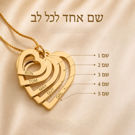 שרשרת לבבות משפחתית בהתאמה אישית