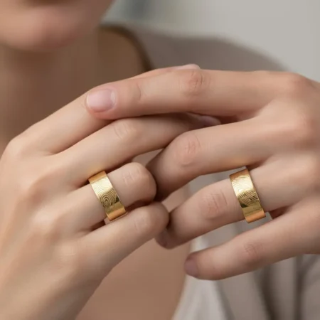 סט טבעות טביעת אצבע המשלימות לב