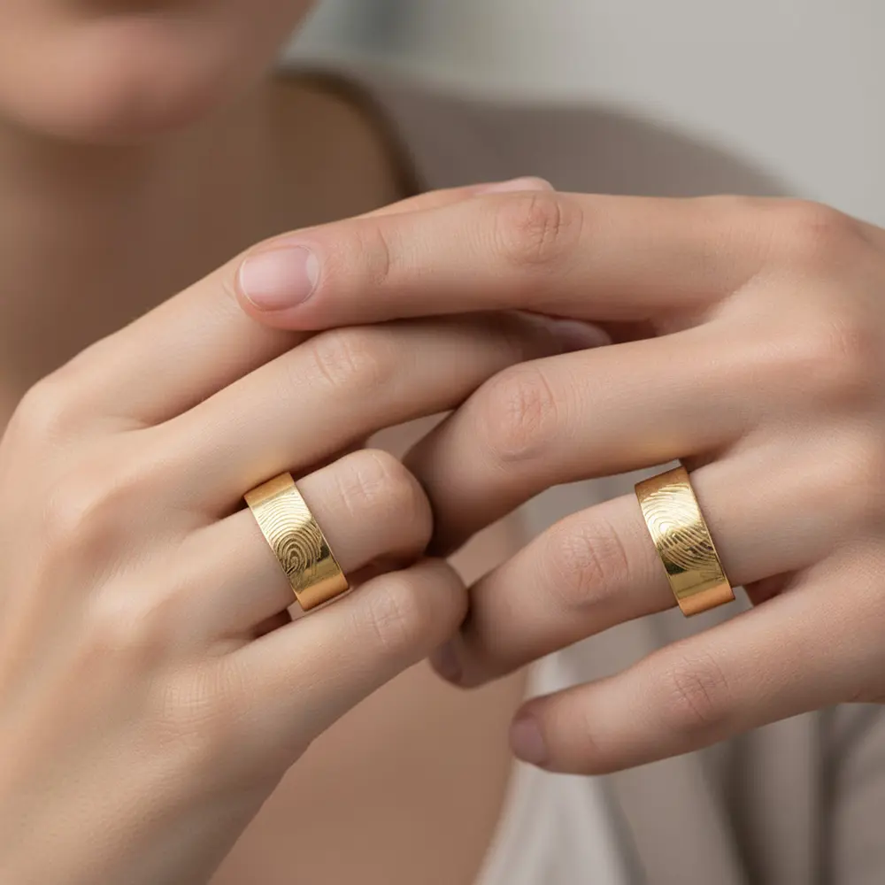 סט טבעות טביעת אצבע המשלימות לב