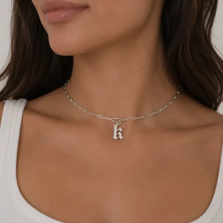 שרשרת אות אולד אינגליש לנשים • כסף 925