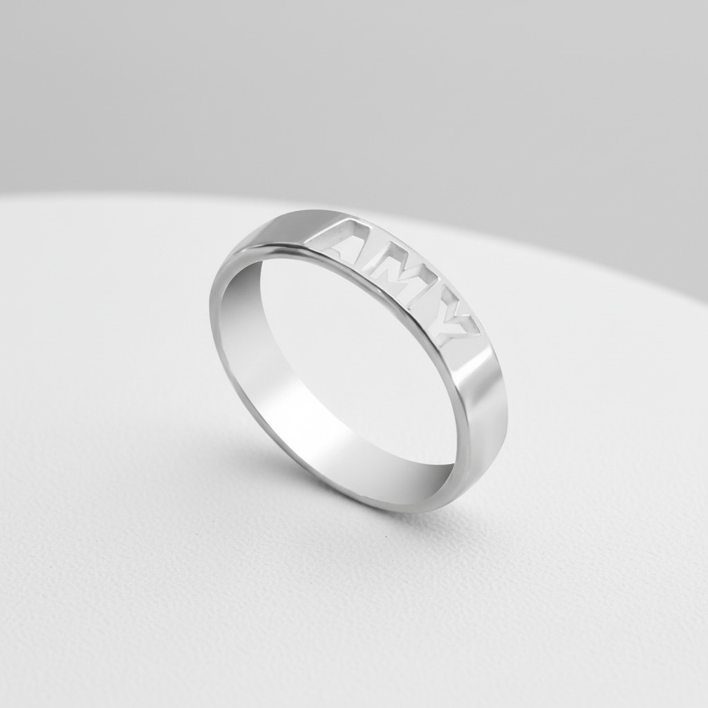 טבעת שם חתוך • כסף 925 – תמונה 4