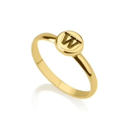 טבעת עיגול אות זהב