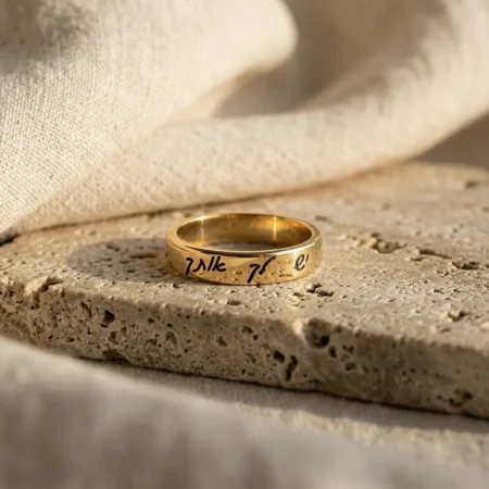 טבעת מינימליסטית עם חריטה אישית מכסף איכותי