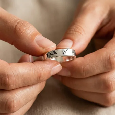 טבעת דקה עם חריטה אישית מכסף 925