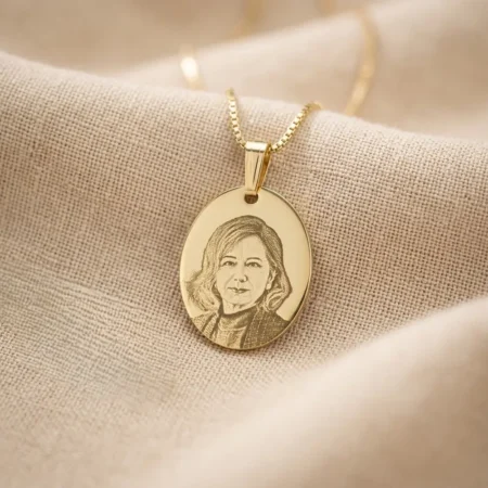 שרשרת תמונה תליון אובלי זהב