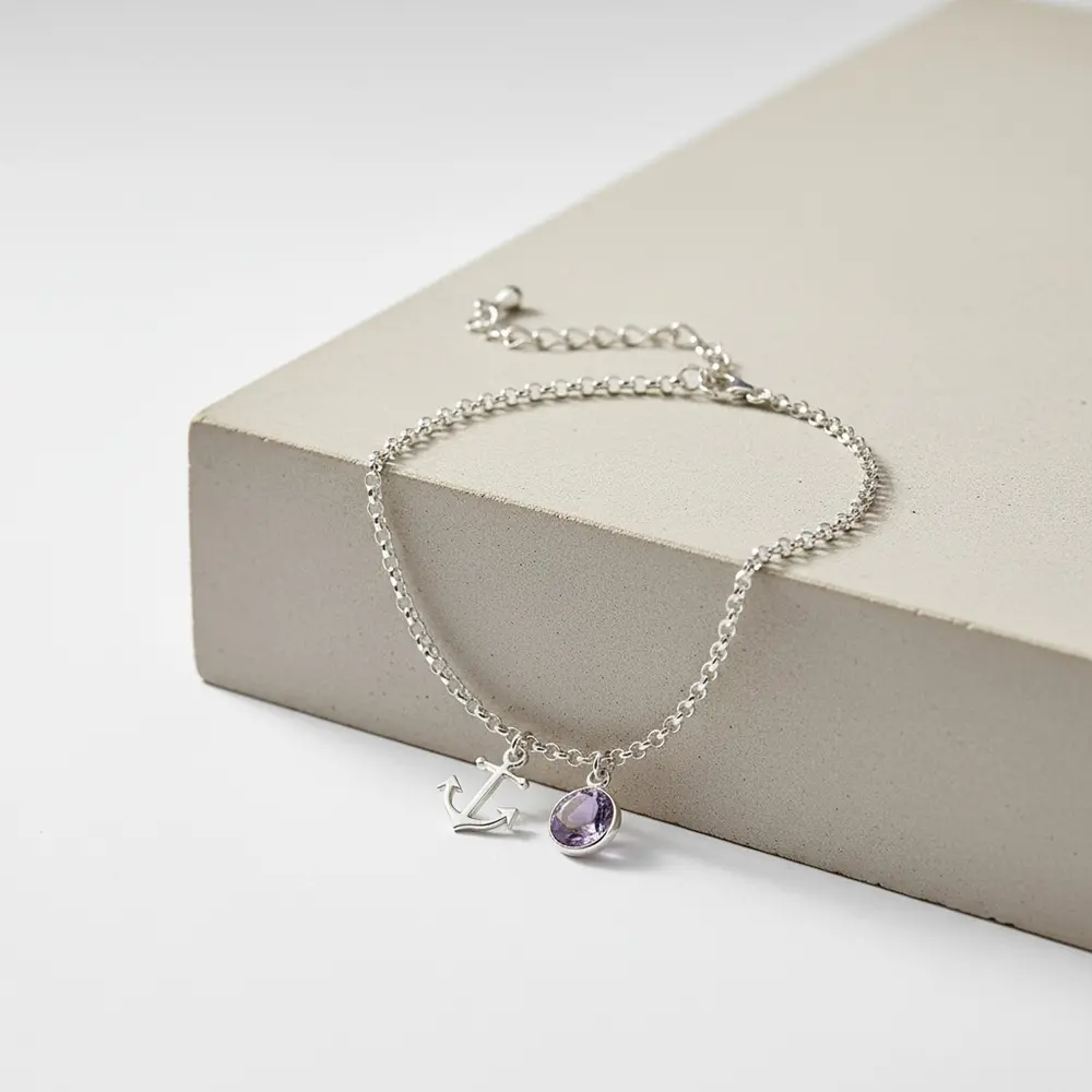 צמיד לרגל עוגן ואבן לידה