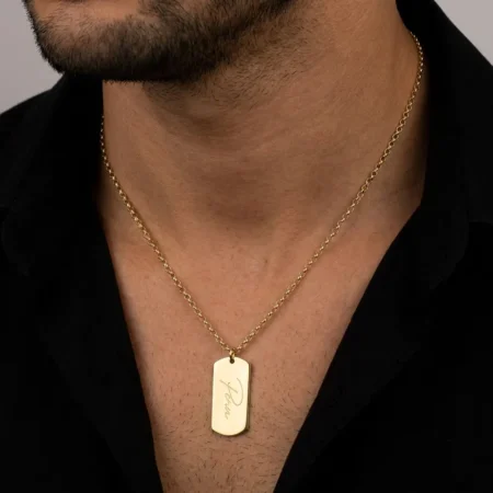 שרשרת פלטה חריטת כתב יד