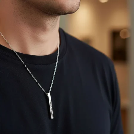 שרשרת בר מרוקע עם חריטה