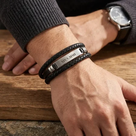 צמיד עור עם חריטה