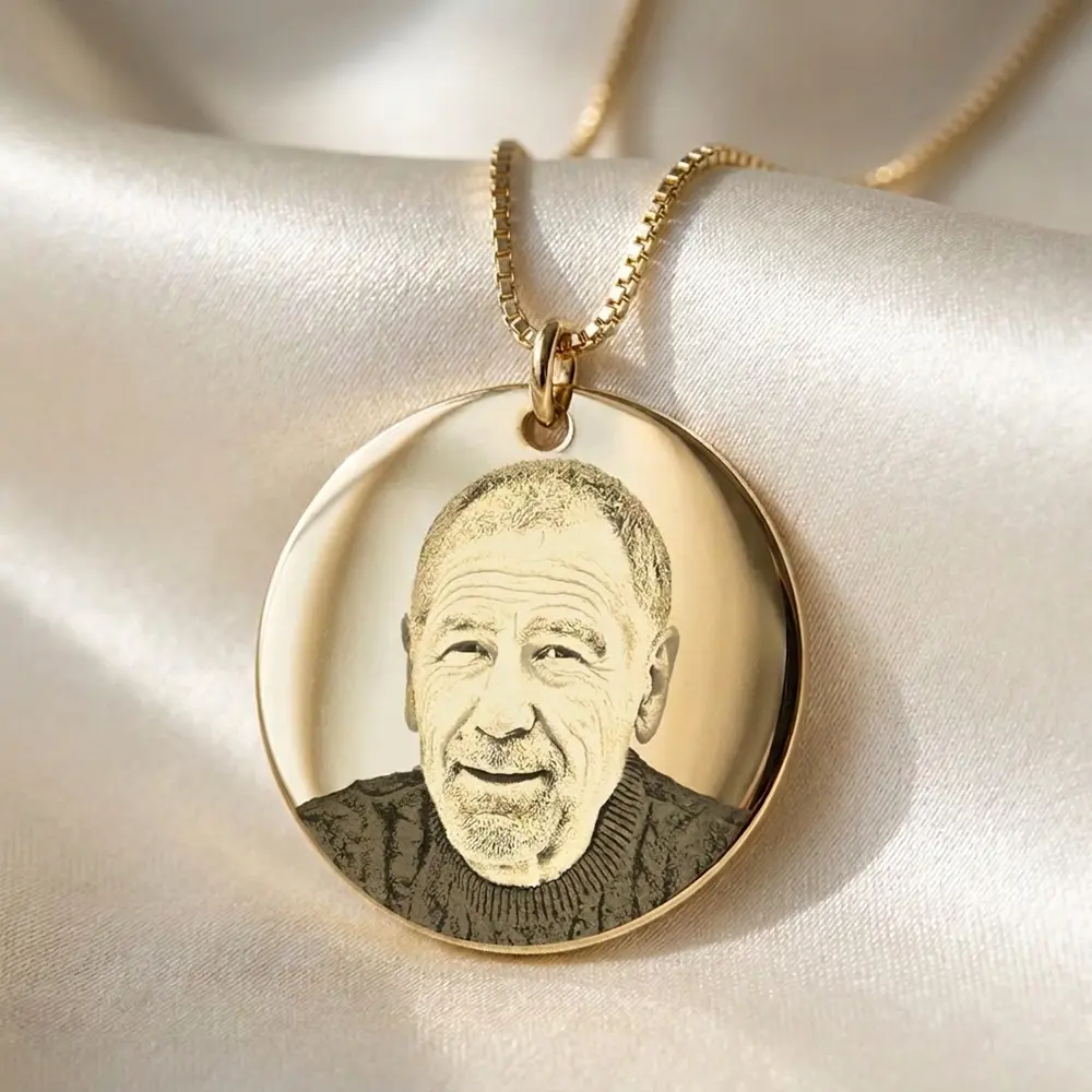 שרשרת תמונה עגולה מזהב 14K