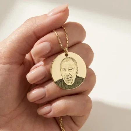שרשרת תמונה עגולה מזהב 14K