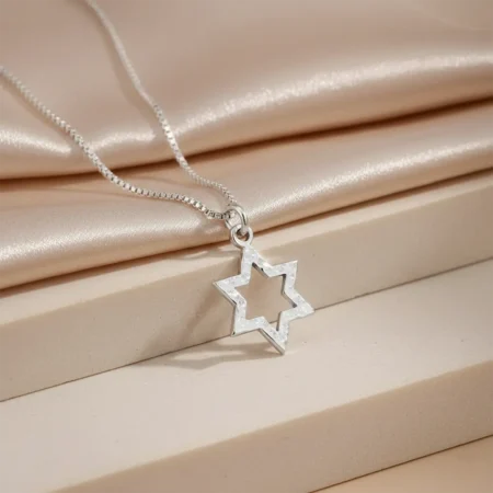 שרשרת מגן דוד פתוח מכסף אמיתי