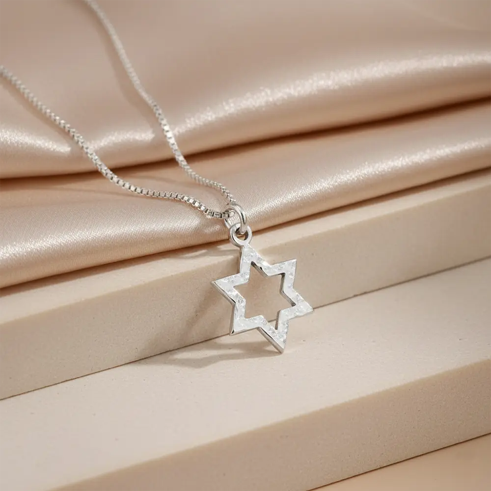 שרשרת מגן דוד פתוח מכסף אמיתי