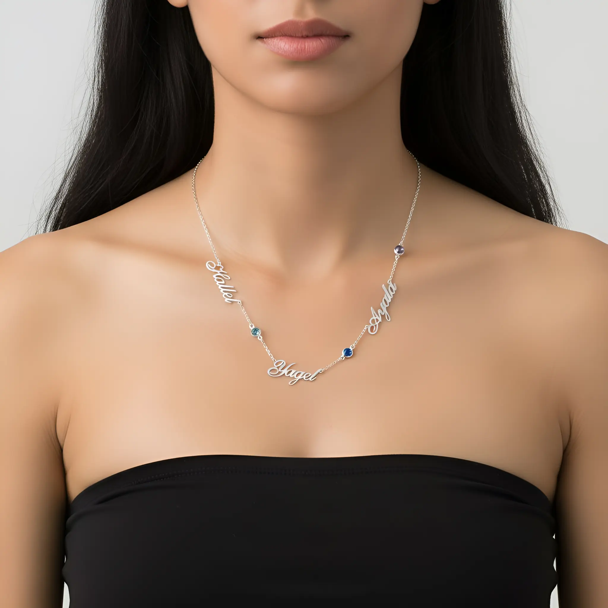 שרשרת לאמא - שמות הילדים ואבני לידה