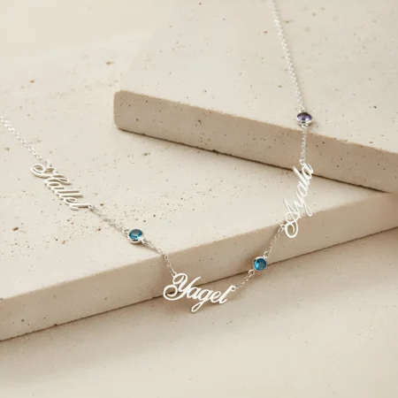 שרשרת לאמא - שמות הילדים ואבני לידה