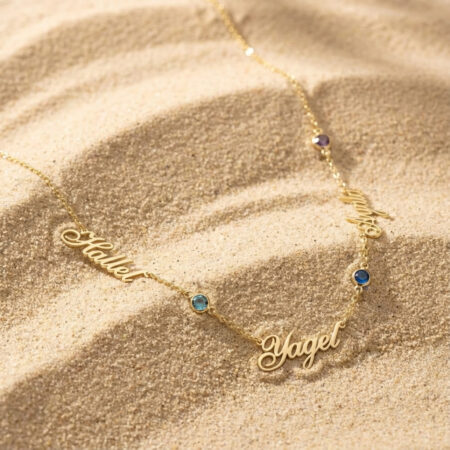 שרשרת לאמא – שמות הילדים ואבני לידה