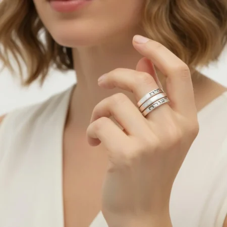 טבעת מסולסלת 3 סיבובים עם חריטה