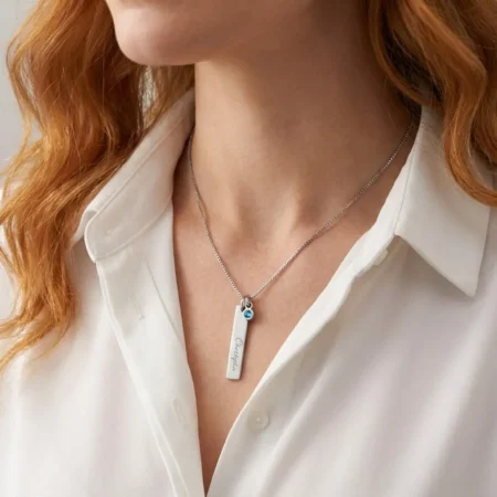 שרשרת בר עם שם ואבן לידה