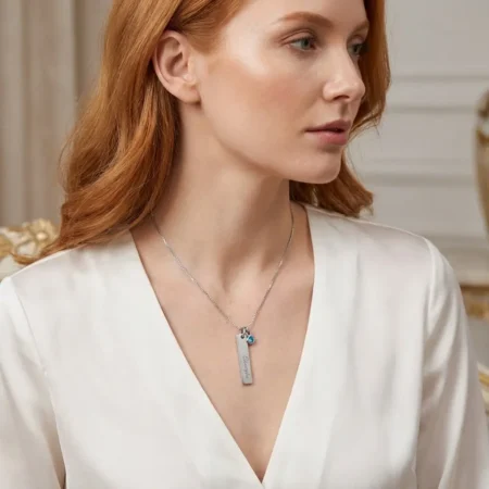 שרשרת בר עם שם ואבן לידה