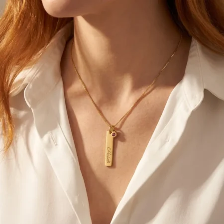 שרשרת בר עם שם ואבן לידה