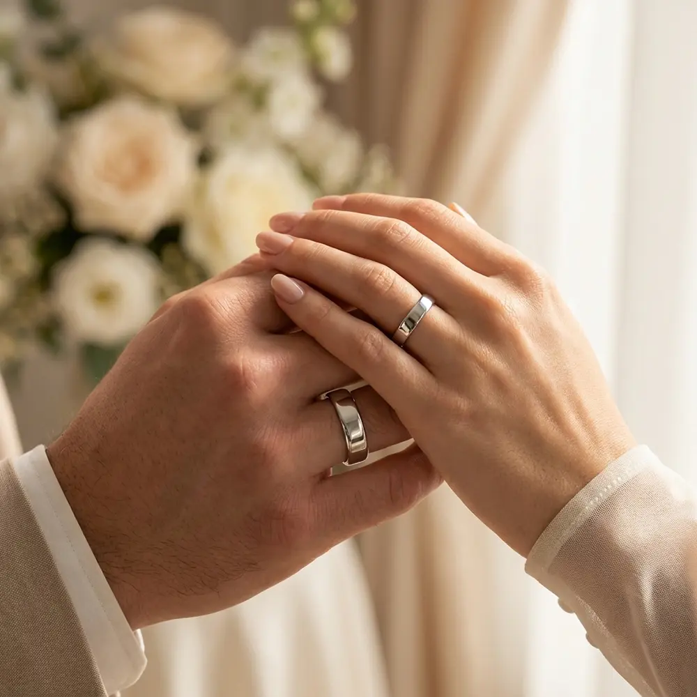 זוג טבעות נישואין עם חריטה פנימית