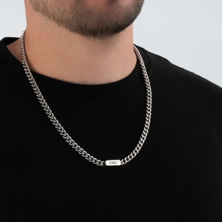 שרשרת CURB פלטה עם חריטה