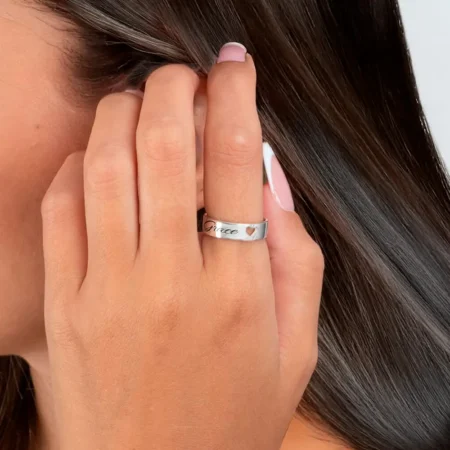 טבעת לב חלול וחריטת שם