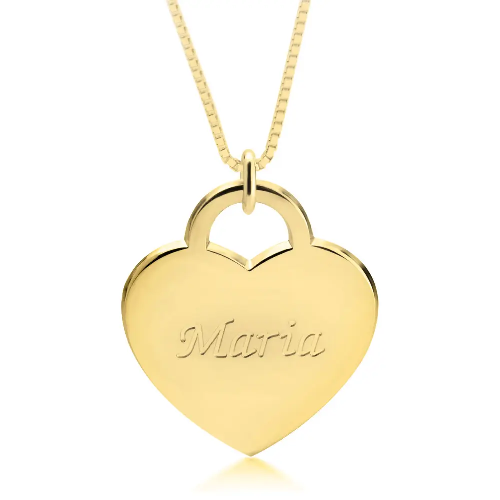 שרשרת לב שם זהב 14K