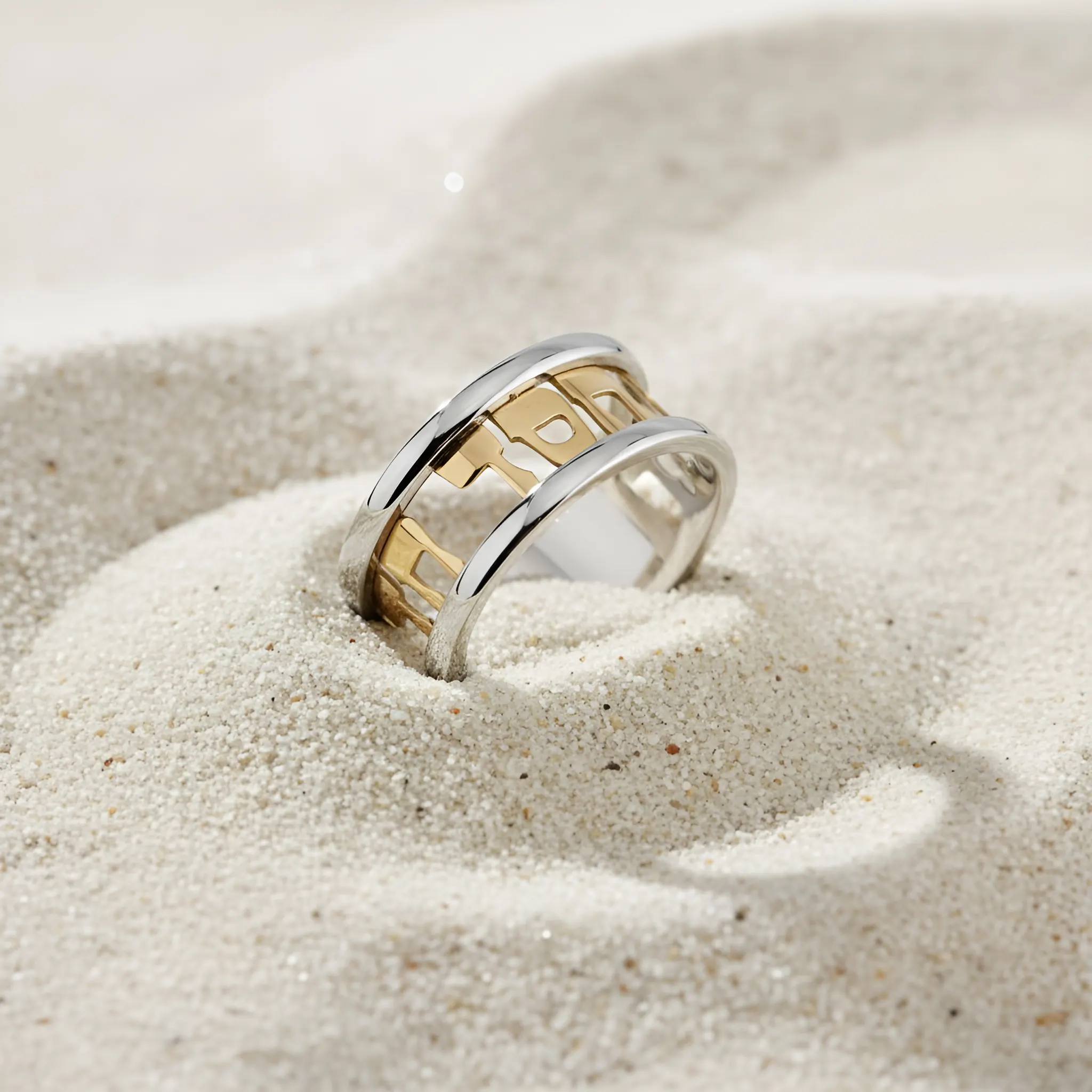 טבעת משפט בשילוב כסף וזהב אמיתי