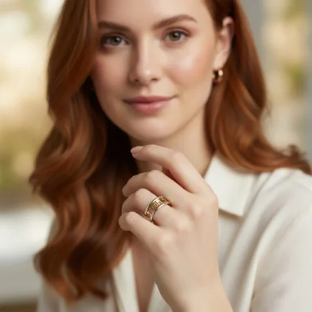 טבעת משפט בשילוב כסף וזהב אמיתי